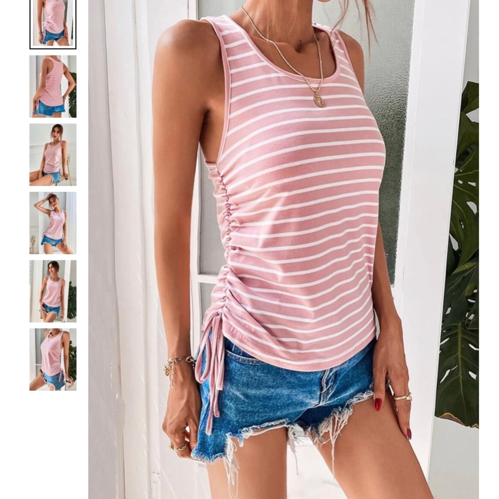 Shein Ruched Knot Side Tank Top. Womens Color Pink. Size XL EUC